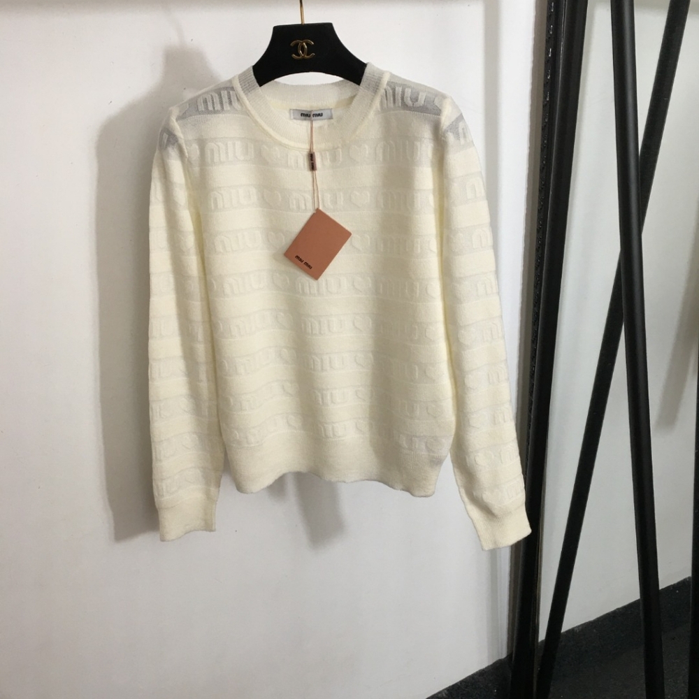Miu miu Cream logo knitwear
